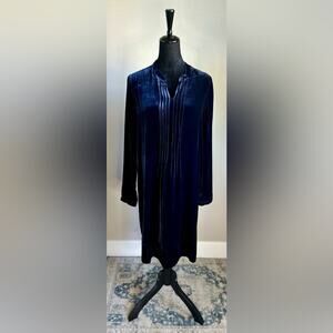 Sundance Women's Cut Navy Enchantment Velvet Silk Blend Long Sleeve Dress Size S